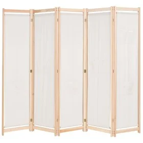 Divider screen 5 panels of cream fabric 200x170x4 cm by vidaXL, Room dividers - Ref: Foro24-247106, Price: 81,19 €, Discount: %