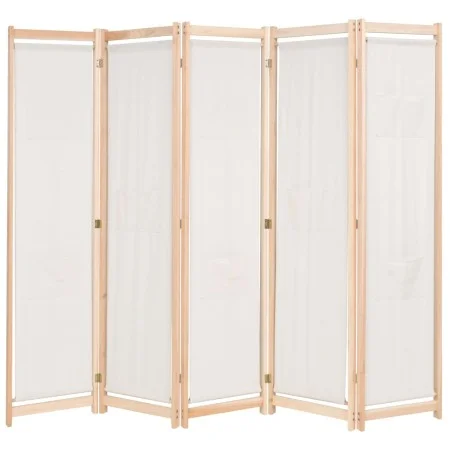 Divider screen 5 panels of cream fabric 200x170x4 cm by vidaXL, Room dividers - Ref: Foro24-247106, Price: 80,77 €, Discount: %