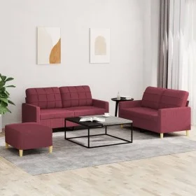 Sofa set with cushions 3 pieces red fabric by vidaXL, Sofas - Ref: Foro24-3201288, Price: 437,48 €, Discount: %