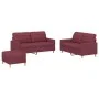 Sofa set with cushions 3 pieces red fabric by vidaXL, Sofas - Ref: Foro24-3201288, Price: 437,48 €, Discount: %