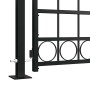Puerta de valla con arco y 2 postes negra 105x204 cm