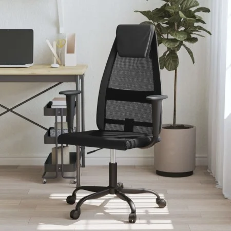 Office chair adjustable height mesh fabric and black PE leather by vidaXL, Office chairs - Ref: Foro24-353023, Price: 80,60 €...