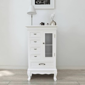 Mueble de 5 cajones y 2 estantes blanco