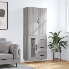 Hohes Sideboard aus sonomagrauem Sperrholz, 69,5 x 34 x 180 cm von vidaXL, Sideboards - Ref: Foro24-3198103, Preis: 164,61 €,...