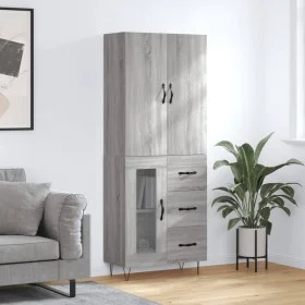 Hohes Sideboard aus sonomagrauem Sperrholz, 69,5 x 34 x 180 cm von vidaXL, Sideboards - Ref: Foro24-3198103, Preis: 162,58 €,...