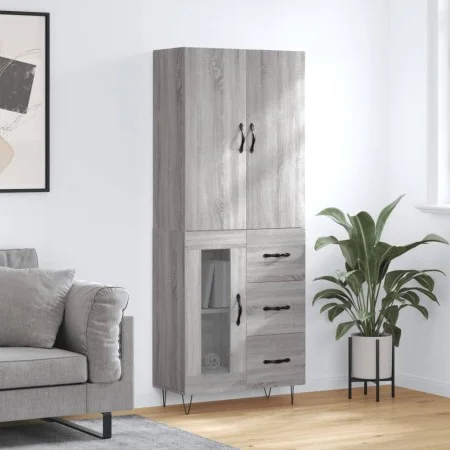 Hohes Sideboard aus sonomagrauem Sperrholz, 69,5 x 34 x 180 cm von vidaXL, Sideboards - Ref: Foro24-3198103, Preis: 162,56 €,...