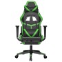 Silla gaming con reposapiés cuero sintético negro verde