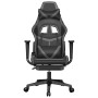 Silla gaming con reposapiés cuero sintético negro gris