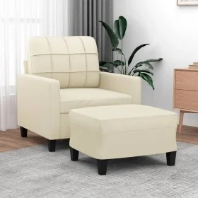 Cremefarbener Kunstledersessel mit Hocker 60 cm von vidaXL, Sofas - Ref: Foro24-3201010, Preis: 186,18 €, Rabatt: %