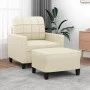 Cremefarbener Kunstledersessel mit Hocker 60 cm von vidaXL, Sofas - Ref: Foro24-3201010, Preis: 197,02 €, Rabatt: %