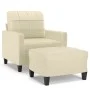 Cremefarbener Kunstledersessel mit Hocker 60 cm von vidaXL, Sofas - Ref: Foro24-3201010, Preis: 197,02 €, Rabatt: %