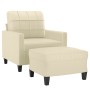 Cremefarbener Kunstledersessel mit Hocker 60 cm von vidaXL, Sofas - Ref: Foro24-3201010, Preis: 190,13 €, Rabatt: %