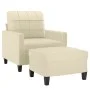 Cremefarbener Kunstledersessel mit Hocker 60 cm von vidaXL, Sofas - Ref: Foro24-3201010, Preis: 197,02 €, Rabatt: %