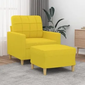 Armchair with stool light yellow fabric 60 cm by vidaXL, Sofas - Ref: Foro24-3200998, Price: 183,75 €, Discount: %