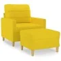 Sillón con taburete tela amarillo claro 60 cm de vidaXL, Sofás - Ref: Foro24-3200998, Precio: 183,73 €, Descuento: %