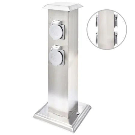 Column with plugs for the garden black stainless steel by vidaXL, wall sockets - Ref: Foro24-41236, Price: 55,03 €, Discount: %