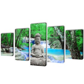 Set decorativo de lienzos para la pared modelo Buda, 200 x 100