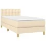 Box spring bed with mattress and LED cream fabric 90x200 cm by vidaXL, Beds and slatted bases - Ref: Foro24-3134010, Price: 2...