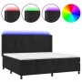 Box spring bed with mattress and LED black velvet 200x200 cm by vidaXL, Beds and slatted bases - Ref: Foro24-3139585, Price: ...