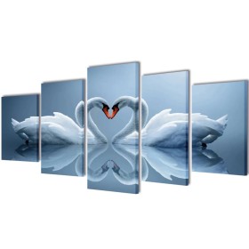 Set decorativo de lienzos para la pared modelo cisnes, 200 x