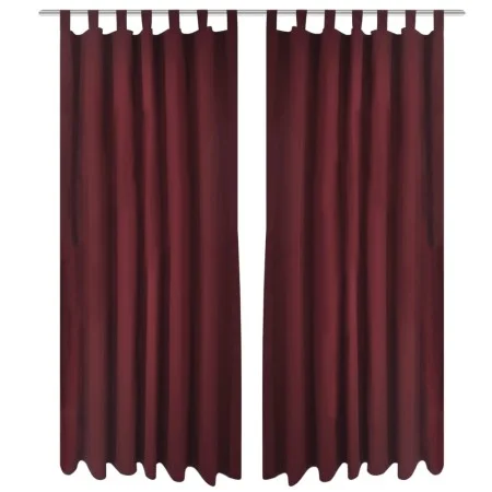 2 burgunderfarbene Mikrosatin-Vorhänge mit Schlaufen, 140 x 175 cm. von vidaXL, Vorhänge und Gardinen - Ref: Foro24-130362, P...