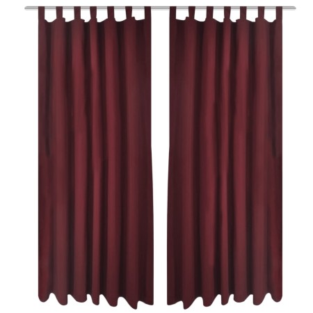 2 burgunderfarbene Mikrosatin-Vorhänge mit Schlaufen, 140 x 175 cm. von vidaXL, Vorhänge und Gardinen - Ref: Foro24-130362, P...