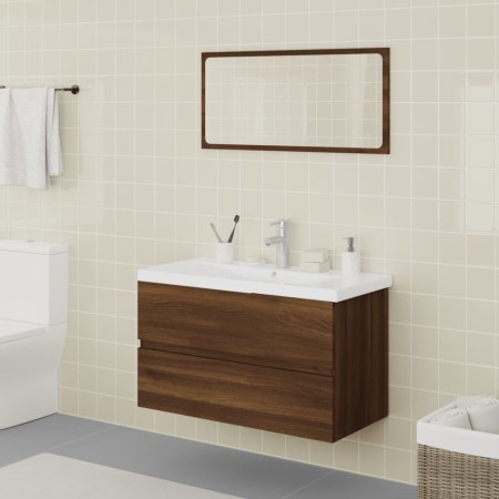Badezimmerset aus braunem Eichenfurnierholz von vidaXL, Badezimmermöbel - Ref: Foro24-3120350, Preis: 202,47 €, Rabatt: %