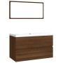 Badezimmerset aus braunem Eichenfurnierholz von vidaXL, Badezimmermöbel - Ref: Foro24-3120350, Preis: 202,47 €, Rabatt: %