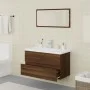 Badezimmerset aus braunem Eichenfurnierholz von vidaXL, Badezimmermöbel - Ref: Foro24-3120350, Preis: 195,25 €, Rabatt: %
