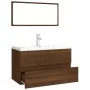 Badezimmerset aus braunem Eichenfurnierholz von vidaXL, Badezimmermöbel - Ref: Foro24-3120350, Preis: 195,25 €, Rabatt: %