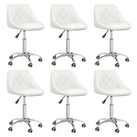 Sillas de comedor giratorias 6 uds cuero sintético blanco Sillas de comedor giratorias 6 uds cuero sintético blanco
