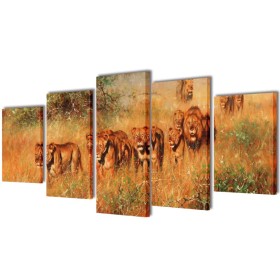 Set decorativo de lienzos para la pared modelo leones, 100 x 50