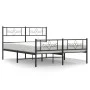 Black metal headboard and footboard bed frame 140x200 cm by vidaXL, Beds and slatted bases - Ref: Foro24-355286, Price: 112,3...