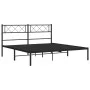 Bed frame with black metal headboard 140x190 cm by vidaXL, Beds and slatted bases - Ref: Foro24-372277, Price: 90,64 €, Disco...