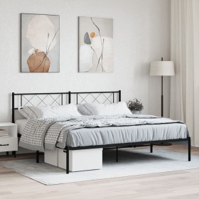 Bed frame with black metal headboard 183x213 cm by vidaXL, Beds and slatted bases - Ref: Foro24-372282, Price: 98,99 €, Disco...