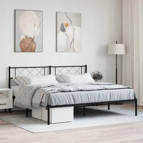 Bed frame with black metal headboard 183x213 cm by vidaXL, Beds and slatted bases - Ref: Foro24-372282, Price: 97,61 €, Disco...