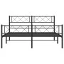 Black metal headboard and footboard bed frame 135x190 cm by vidaXL, Beds and slatted bases - Ref: Foro24-372294, Price: 92,12...