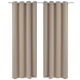 2 Verdunkelungsvorhänge in Cremeweiß mit Ringen, 135 x 245 cm von vidaXL, Vorhänge und Gardinen - Ref: Foro24-130373, Preis: ...