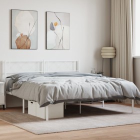 Estructura de cama de metal con cabecero blanca 120x200 cm