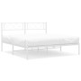 Bettgestell aus Metall mit weißem Kopfteil 120x200 cm von vidaXL, Betten und Lattenroste - Ref: Foro24-372324, Preis: 81,64 €...