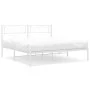 Metal bed frame with white headboard 120x200 cm by vidaXL, Beds and slatted bases - Ref: Foro24-372324, Price: 80,57 €, Disco...