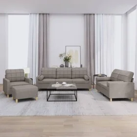 Set of sofas with 4 pieces of gray taupe fabric cushions by vidaXL, Sofas - Ref: Foro24-3201273, Price: 683,19 €, Discount: %