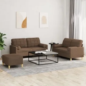 Three-piece sofa set with brown fabric cushions. by vidaXL, Sofas - Ref: Foro24-3201301, Price: 472,23 €, Discount: %