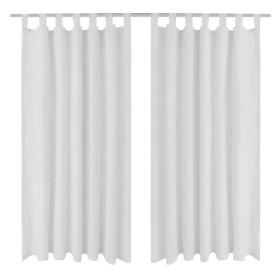 Cortinas de micro-raso con bucles 2 unidades blanco 140x245 cm