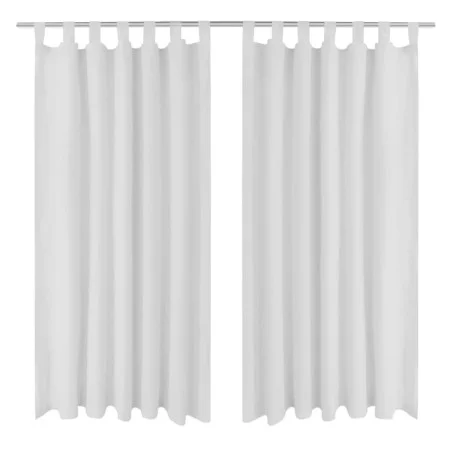 Mikrosatin-Vorhänge mit Schlaufen, 2 Stück, weiß, 140 x 245 cm von vidaXL, Vorhänge und Gardinen - Ref: Foro24-130361, Preis:...