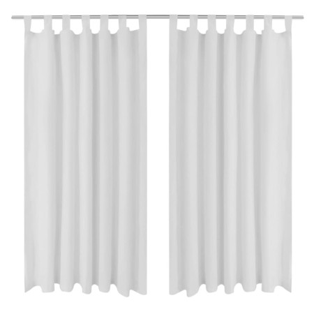 Mikrosatin-Vorhänge mit Schlaufen, 2 Stück, weiß, 140 x 245 cm von vidaXL, Vorhänge und Gardinen - Ref: Foro24-130361, Preis:...
