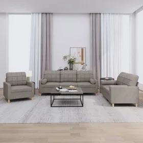 Three-piece sofa set with gray taupe fabric cushions by vidaXL, Sofas - Ref: Foro24-3201265, Price: 637,04 €, Discount: %