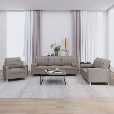 Three-piece sofa set with gray taupe fabric cushions by vidaXL, Sofas - Ref: Foro24-3201265, Price: 637,04 €, Discount: %