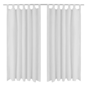 2 cortinas blancas micro-satinadas con trabillas, 140 x 175 cm