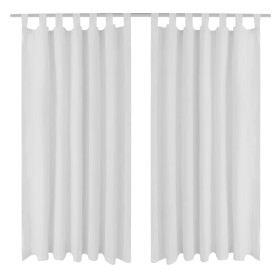 2 cortinas blancas micro-satinadas con trabillas, 140 x 175 cm de vidaXL, Cortinas y visillos - Ref: Foro24-130359, Precio: 2...